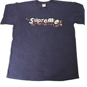 Supreme Apes 100% Cotton short sleeve graphics t-shirt Medium Navy blue